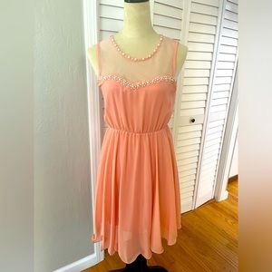 Mesh Top Pink Chiffon Party Dress (Asian S)